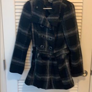 Black and white button coat